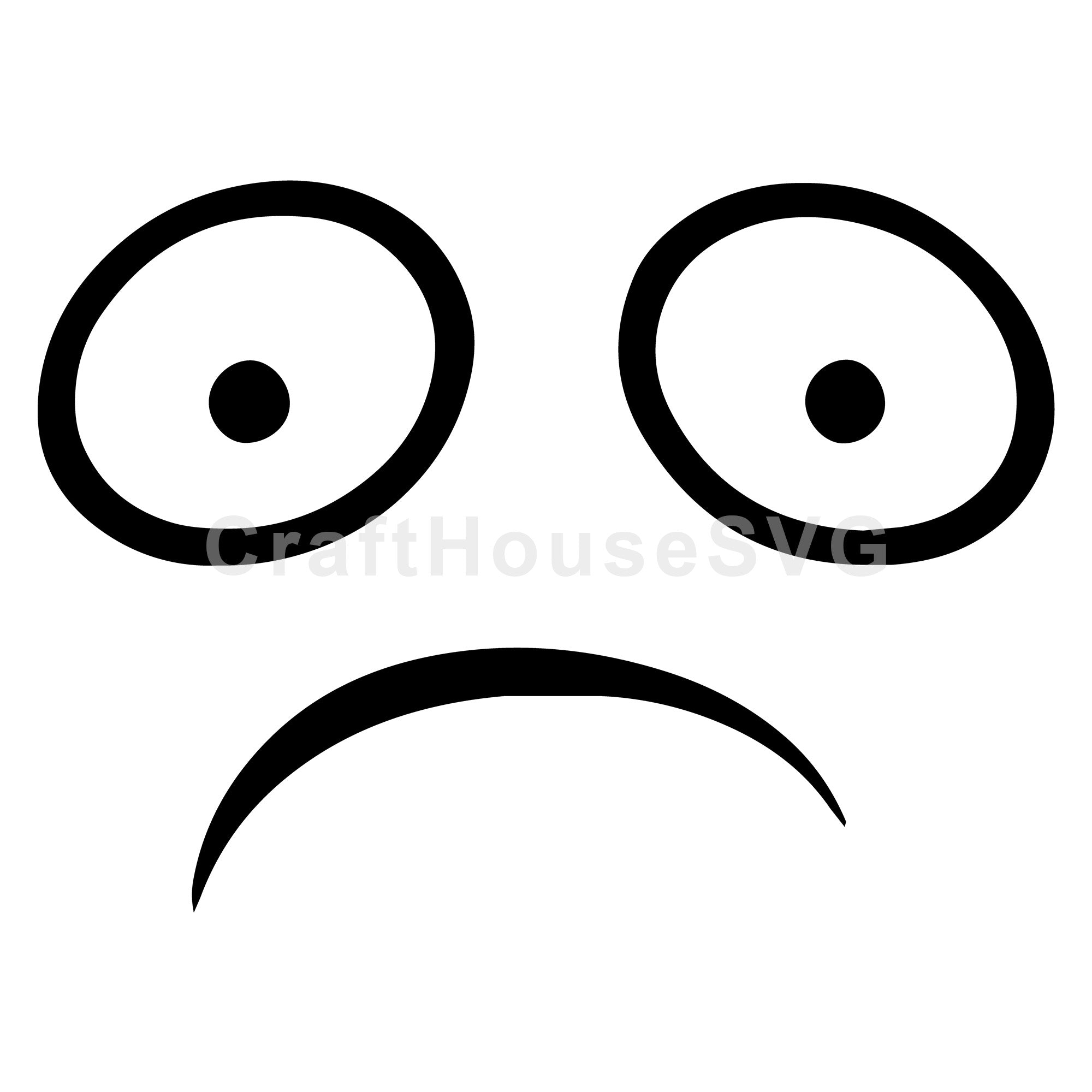 Expressive Worried Cartoon Face SVG