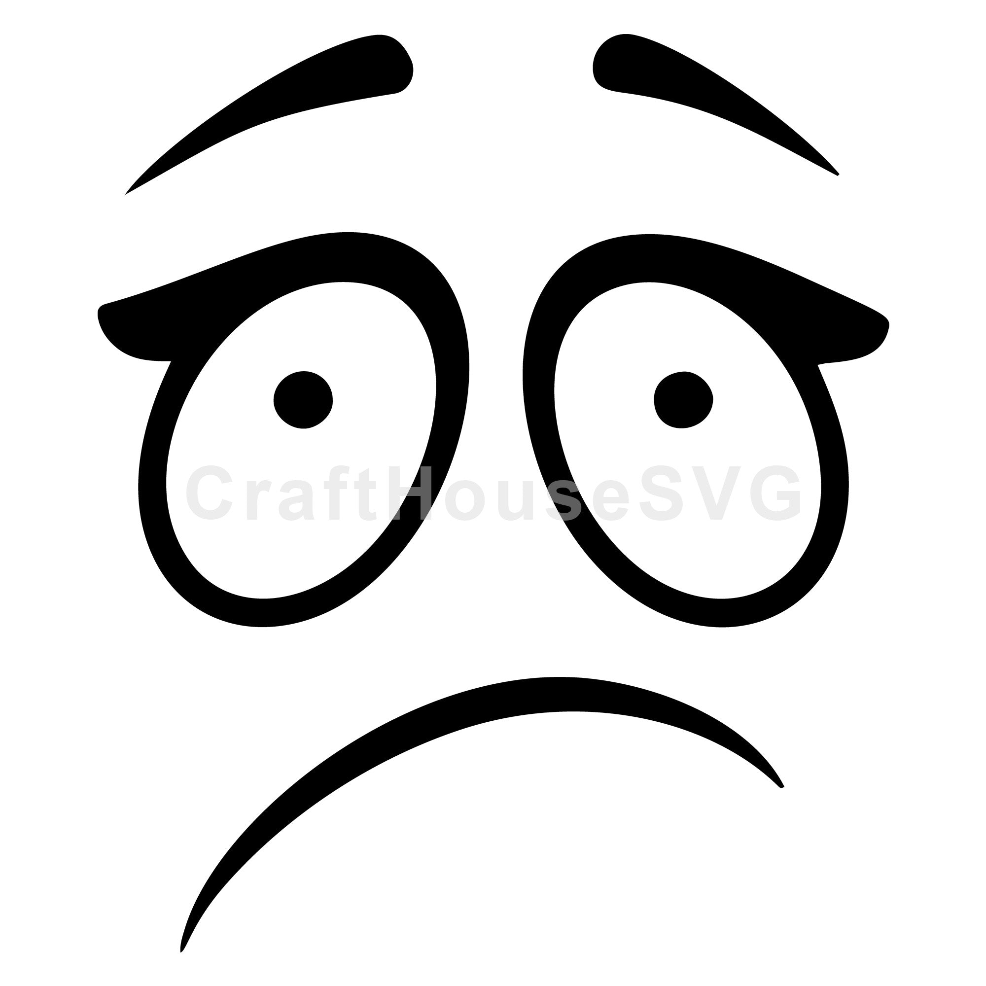 Expressive Sad Cartoon Face SVG