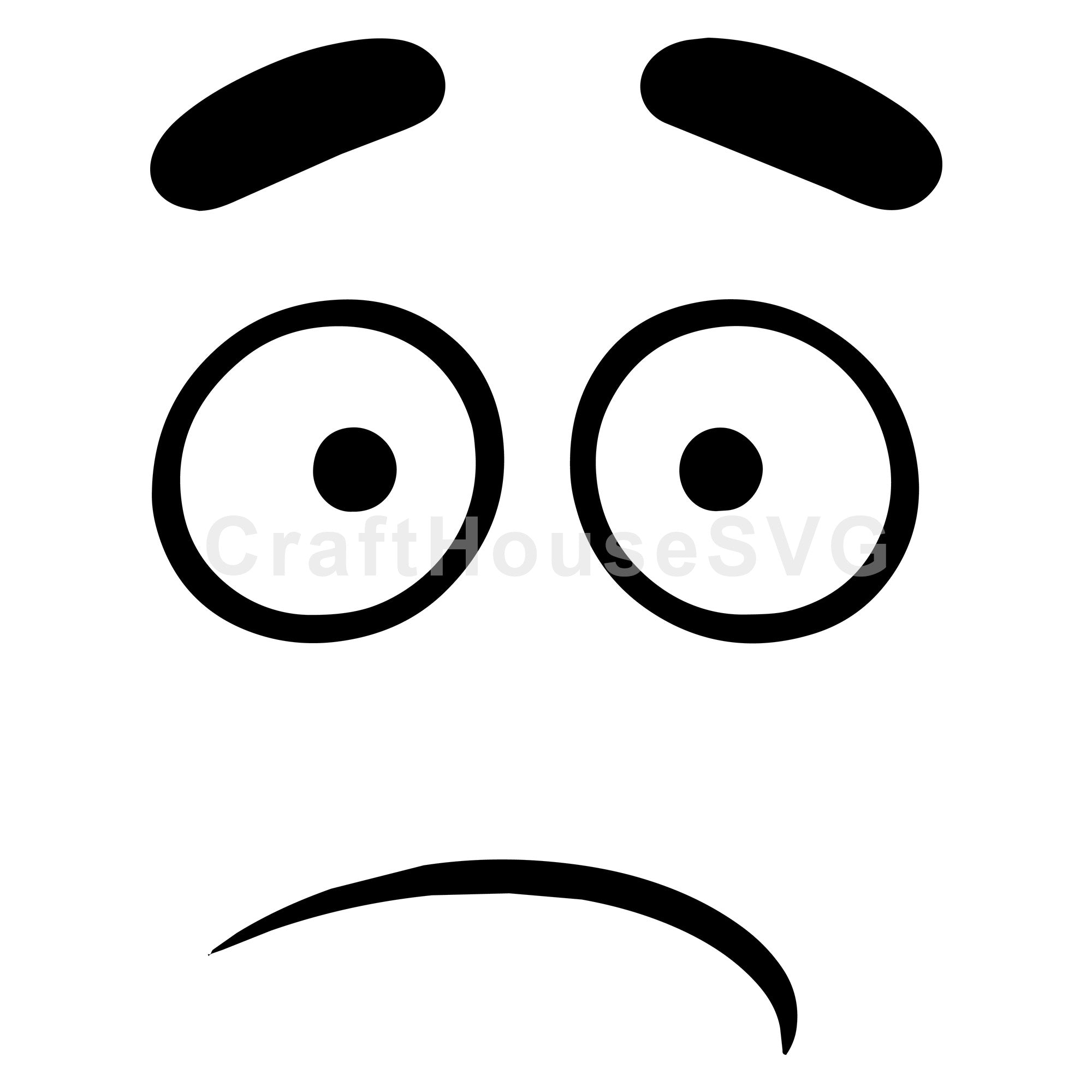 Expressive Confused Cartoon Face SVG