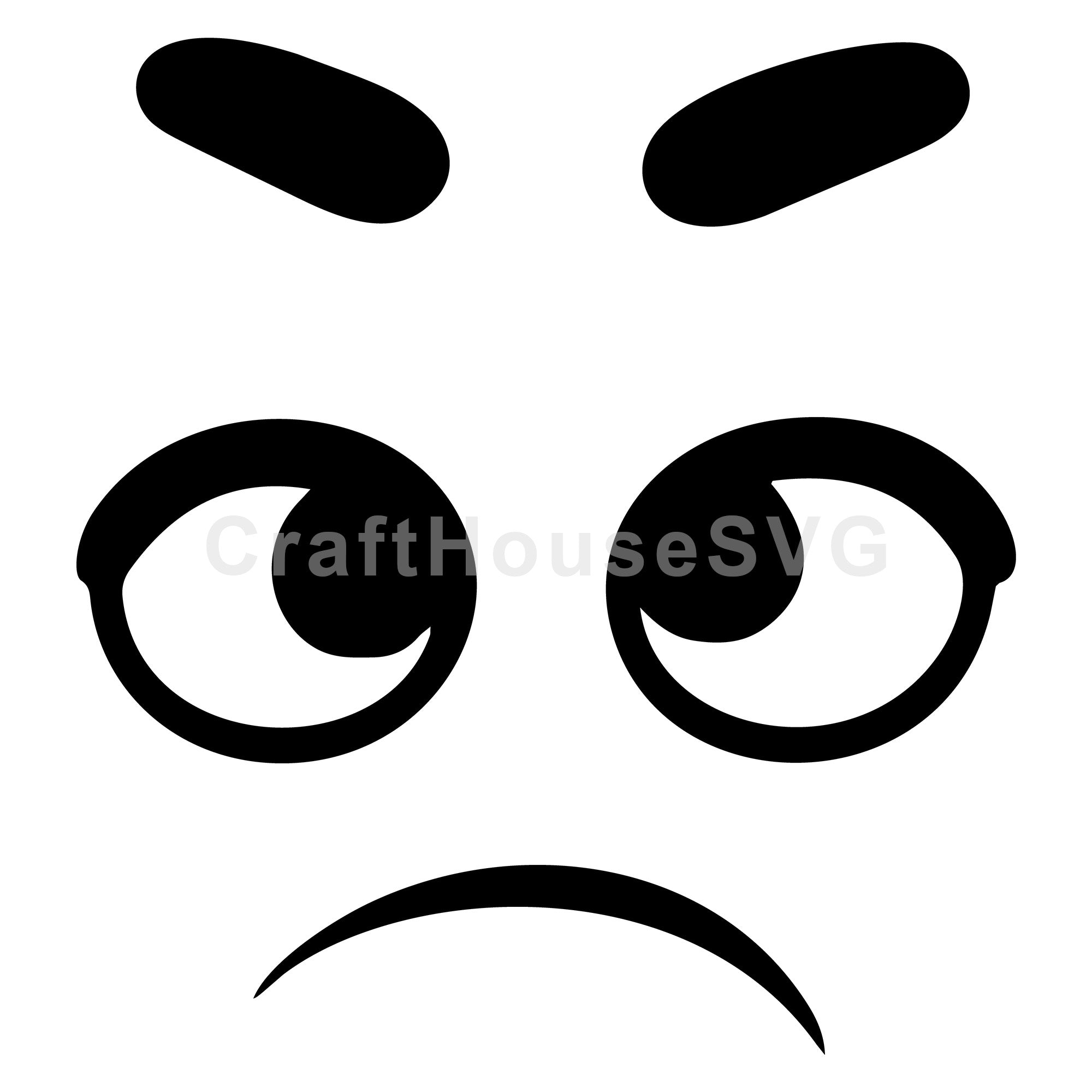 Displeased and Upset Cartoon Face SVG