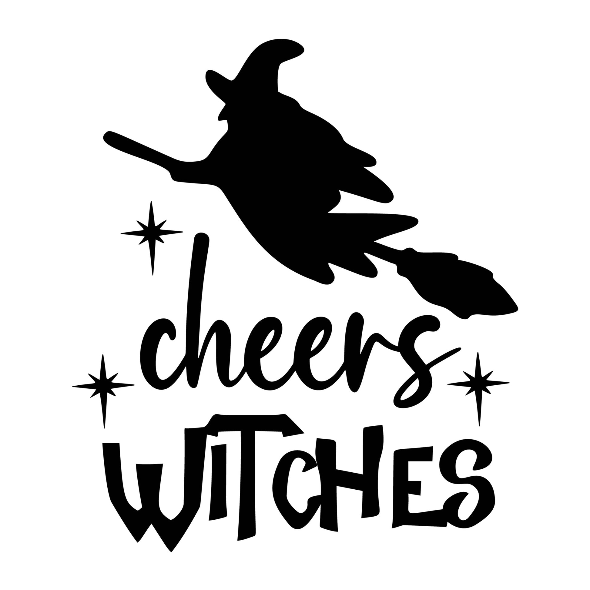Cheers Witches SVG design for Cricut, Silhouette, laser cutting, vinyl, sublimation, and Halloween craft projects.