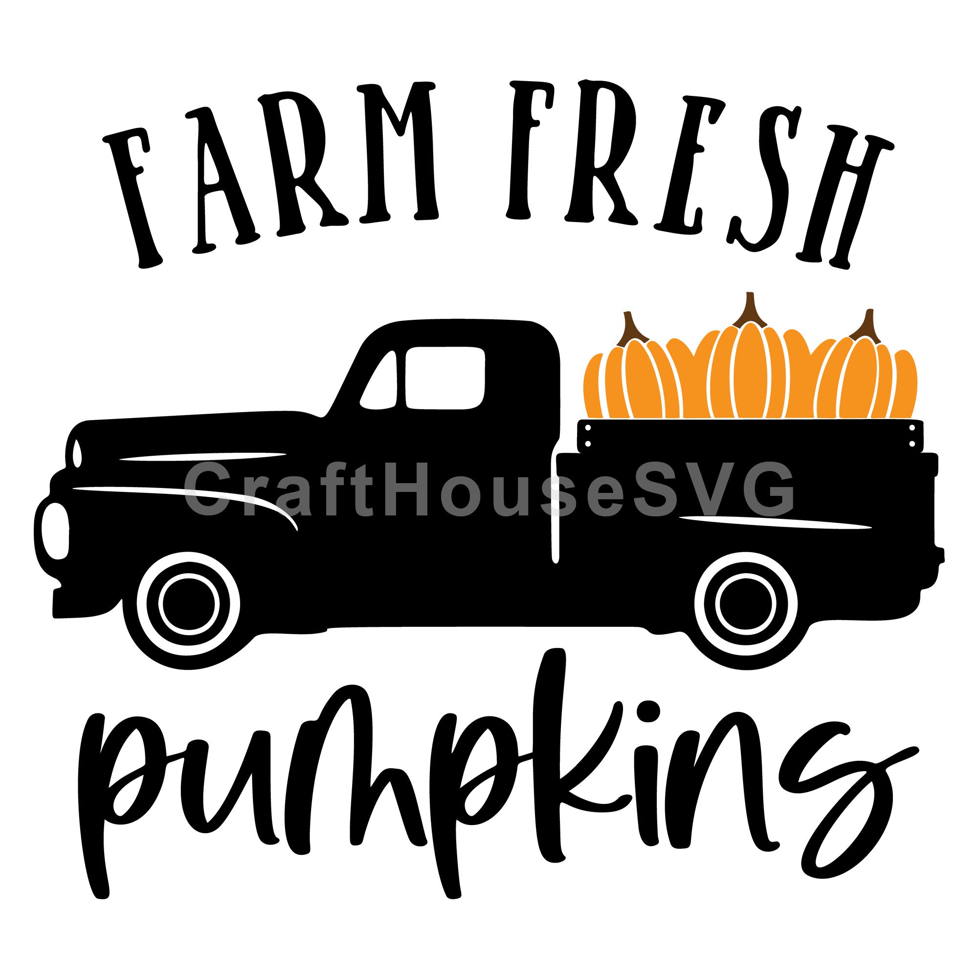 Farm fresh pumpkins truck SVG