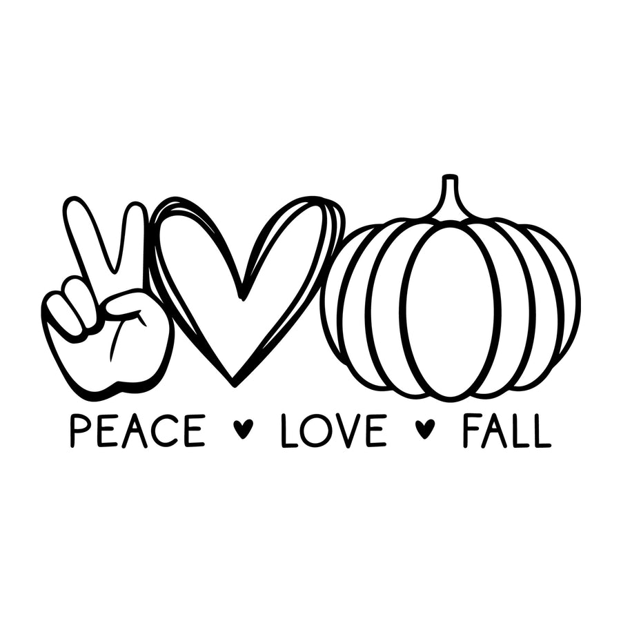 Peace Love Fall SVG design for Cricut, Silhouette, laser cutting, vinyl, sublimation, and fall craft projects.