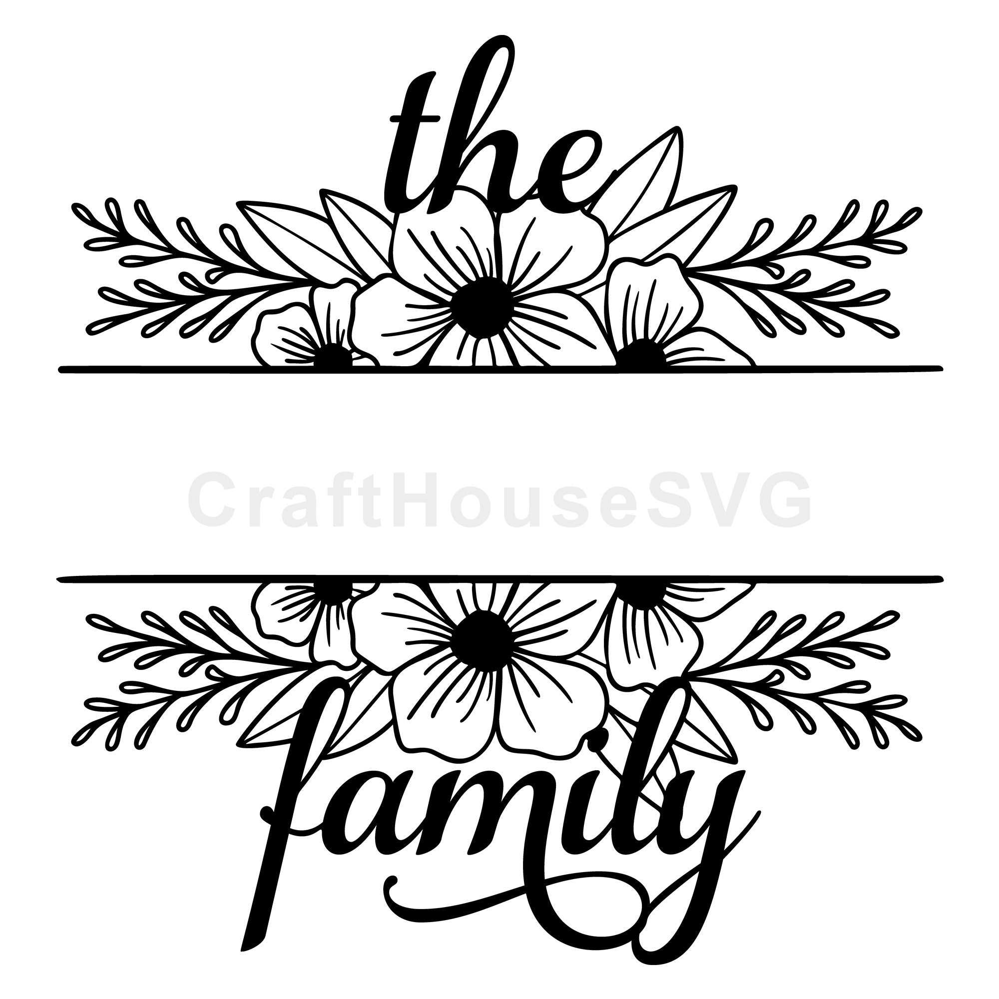 Floral Family Name Monogram SVG