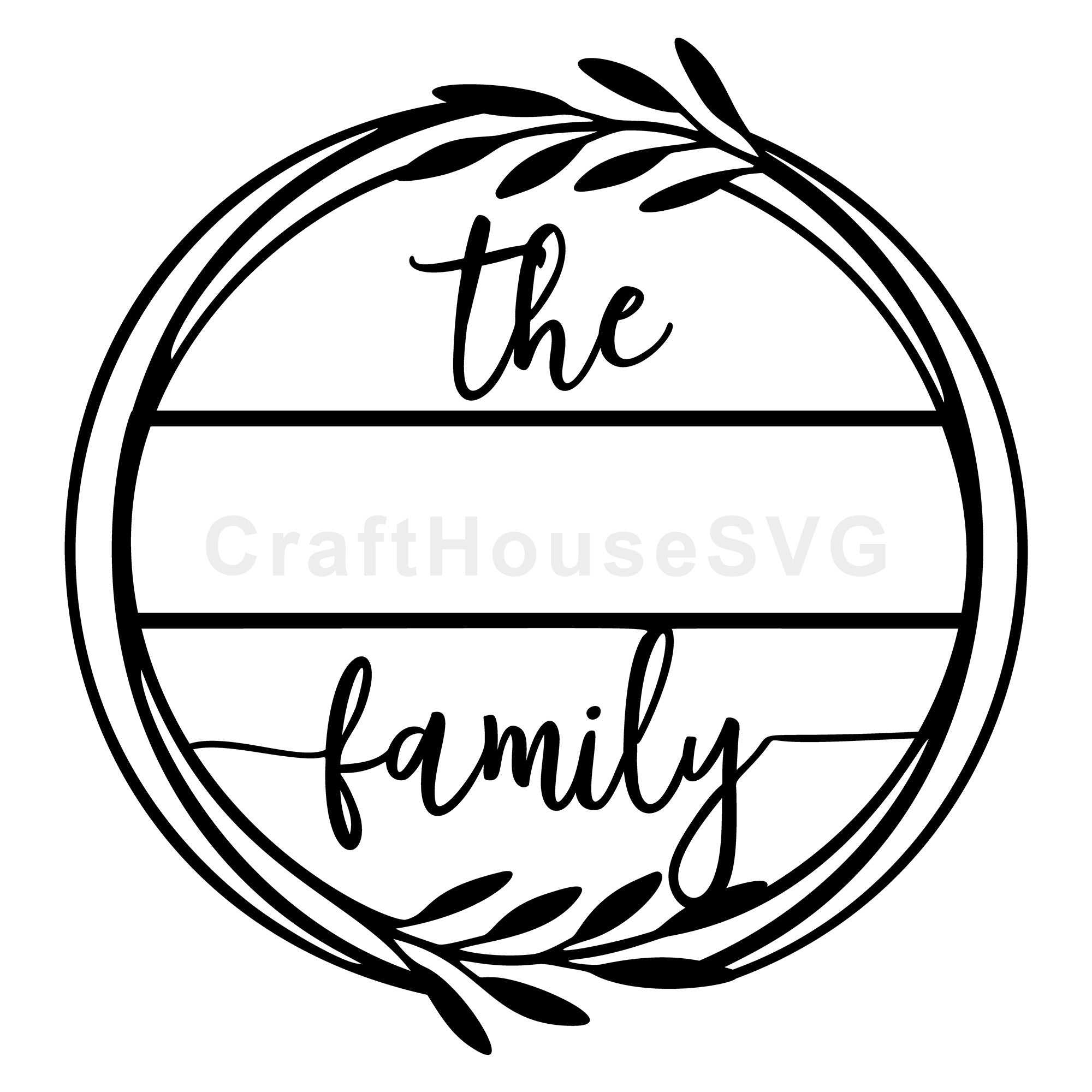 Wreath Family Name Monogram SVG