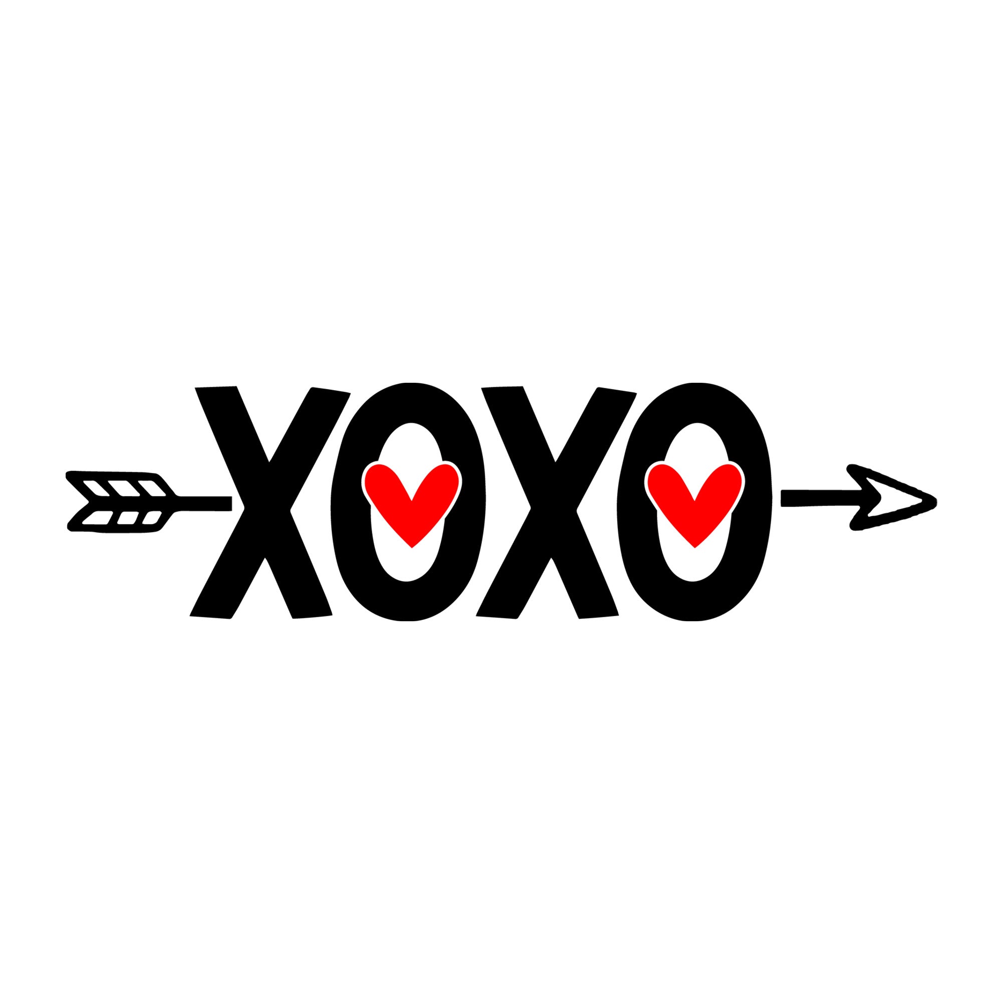 XOXO SVG design for Cricut, Silhouette, laser cutting, vinyl, sublimation, Valentine shirts, signs, decals, mugs, and DIY craft projects.
