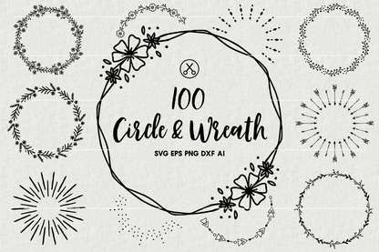 100 Wreaths and Circles SVG | VB21 Craft House SVG - SVG files for Cricut and Silhouette