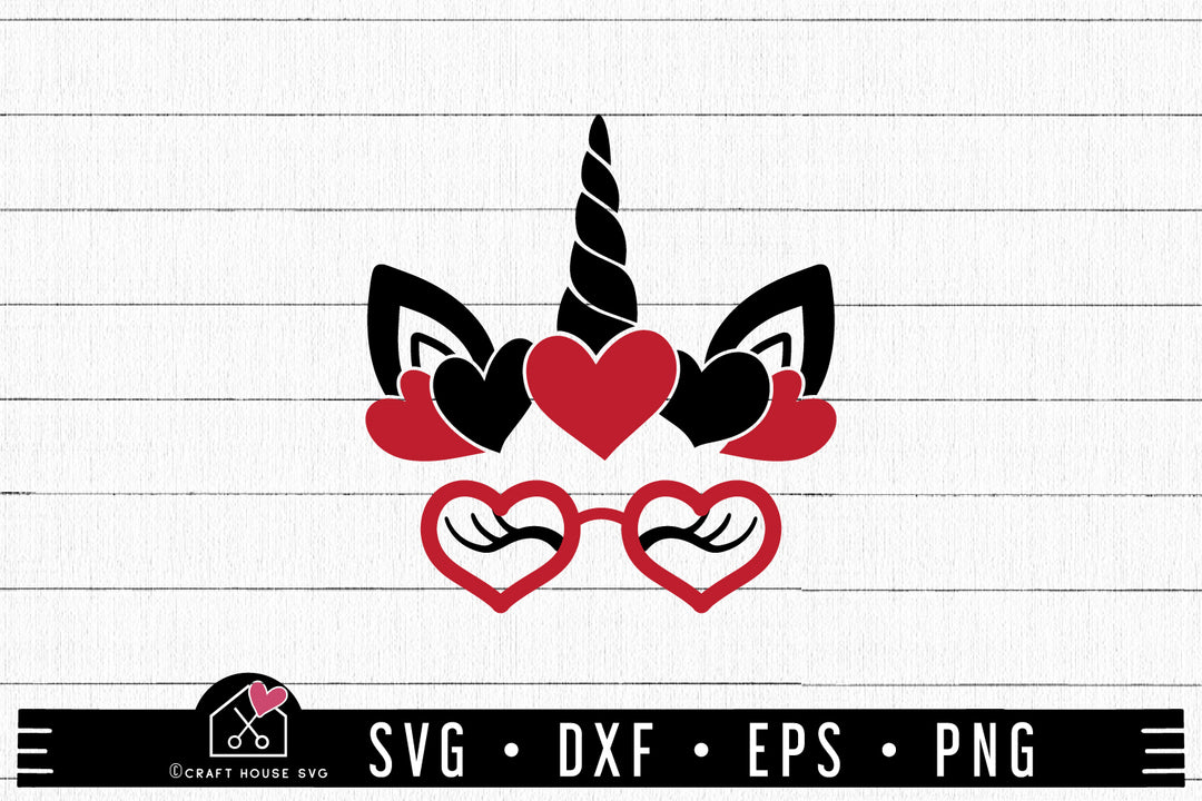 Unicorn Glasses SVG file | Kids Valentine Shirt cut file 11122