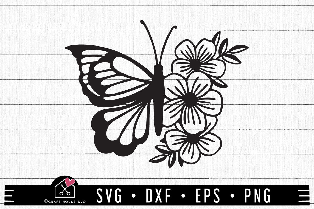 FREE Floral butterfly SVG - Craft House SVG