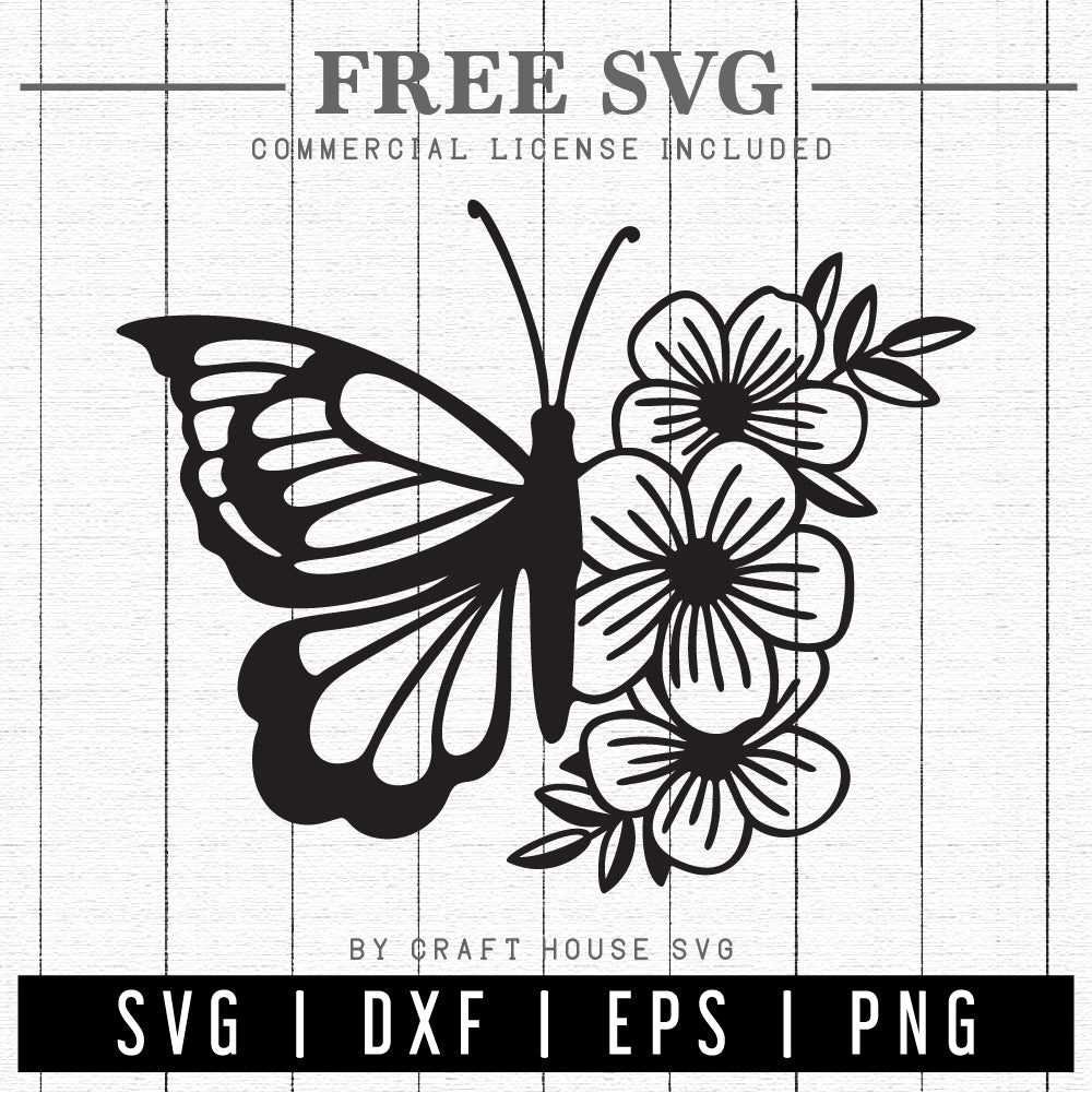 FREE Floral Butterfly SVG | FB137 - Craft House SVG