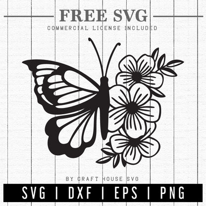 FREE Floral Butterfly SVG | FB137 - Craft House SVG