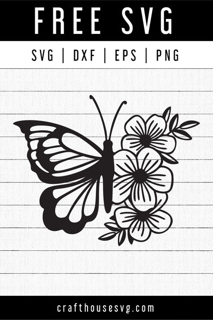 FREE Floral Butterfly SVG | FB137 - Craft House SVG