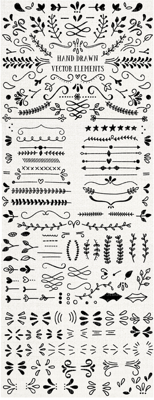 138 Hand Drawn Vector Elements | VB20 Craft House SVG - SVG files for Cricut and Silhouette