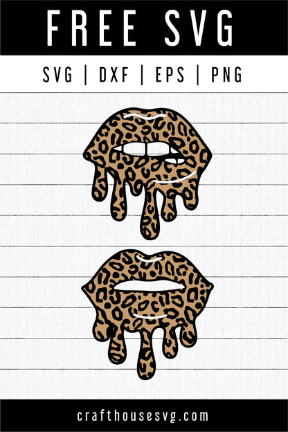FREE Leopard print dripping lips SVG | FB141