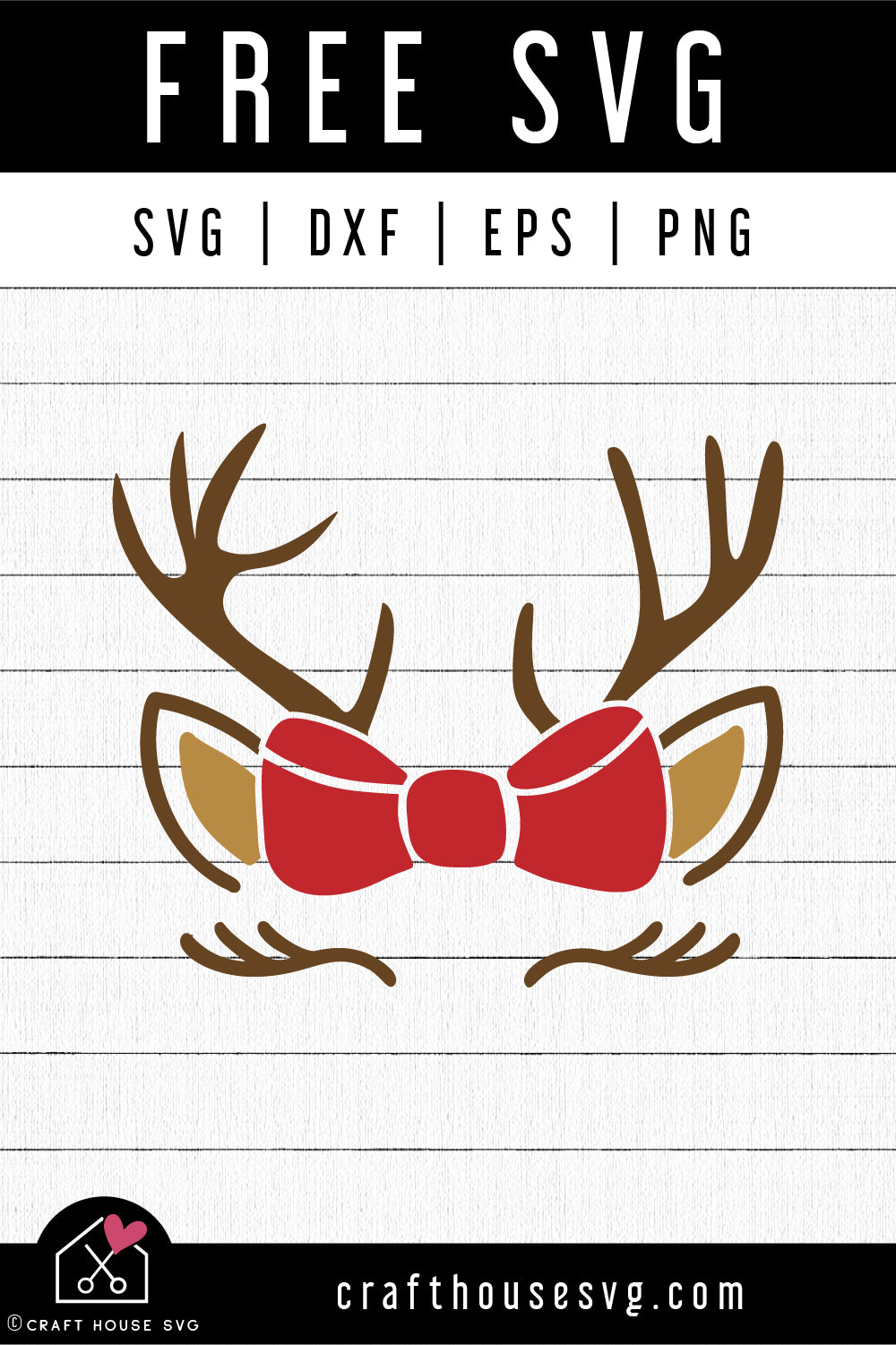 FREE Christmas reindeer bow SVG | FB146 - Craft House SVG