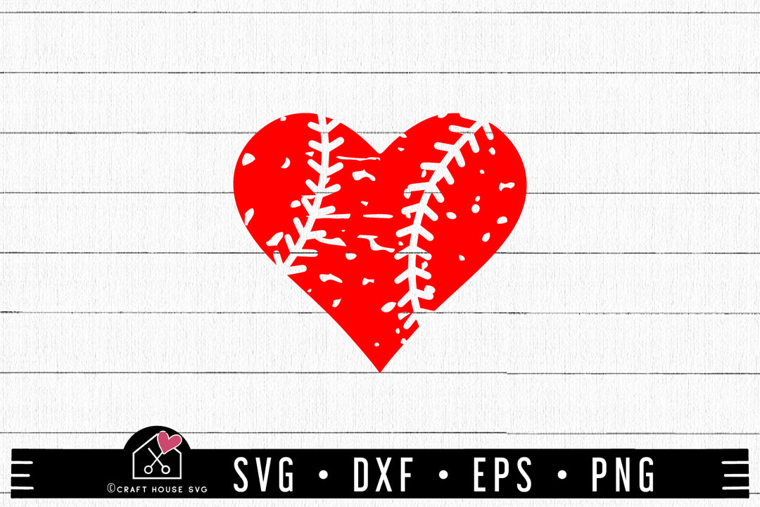Distressed Baseball Heart SVG file | Baseball mom shirt cut file 19122