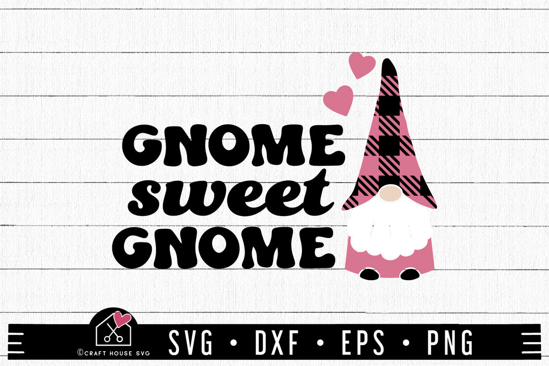 Gnome Sweet Gnome SVG file | Valentine Gnome Sign cut file 25122