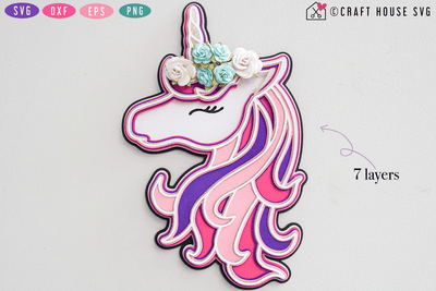 3D Layered Unicorn SVG Craft House SVG - SVG files for Cricut and Silhouette