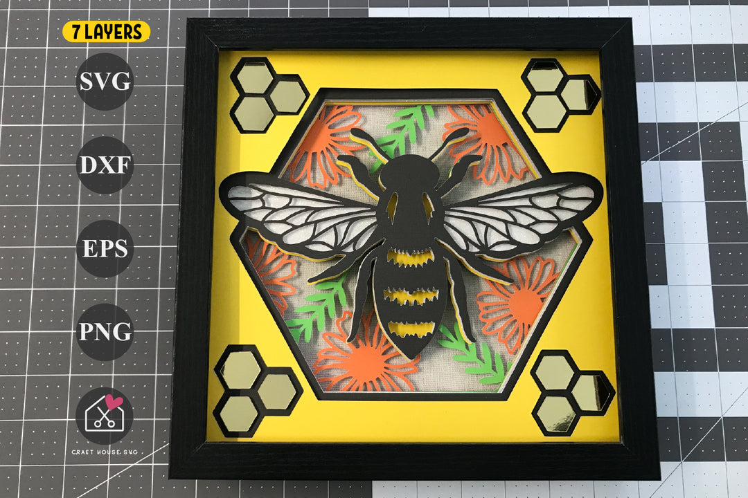 FREE 3D Bee SVG | Layered Spring Shadow Box Cut File