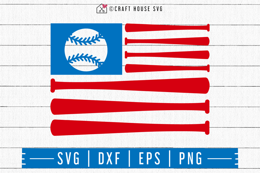 4th of July SVG file | Baseball American flag SVG Craft House SVG - SVG files for Cricut and Silhouette