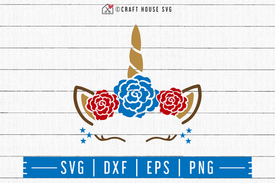 4th of July SVG file | Floral 4th of July Unicorn SVG Craft House SVG - SVG files for Cricut and Silhouette