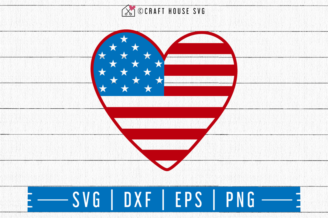 4th of July SVG file | Heart American Flag SVG Craft House SVG - SVG files for Cricut and Silhouette
