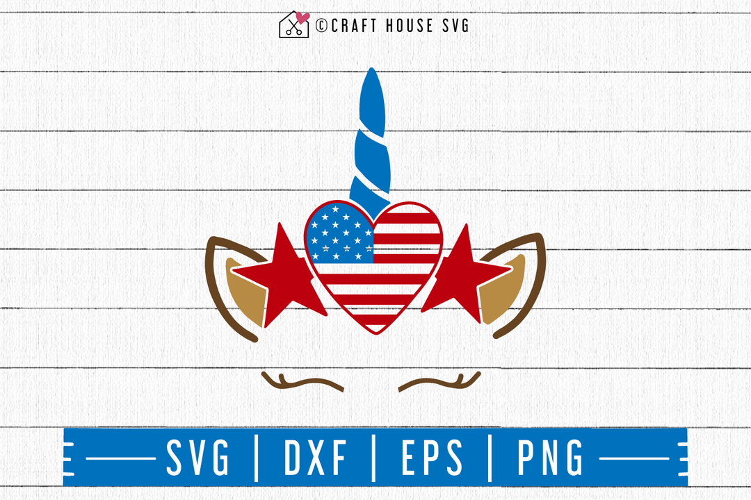 4th of July SVG file | Heart American Flag Unicorn SVG Craft House SVG - SVG files for Cricut and Silhouette