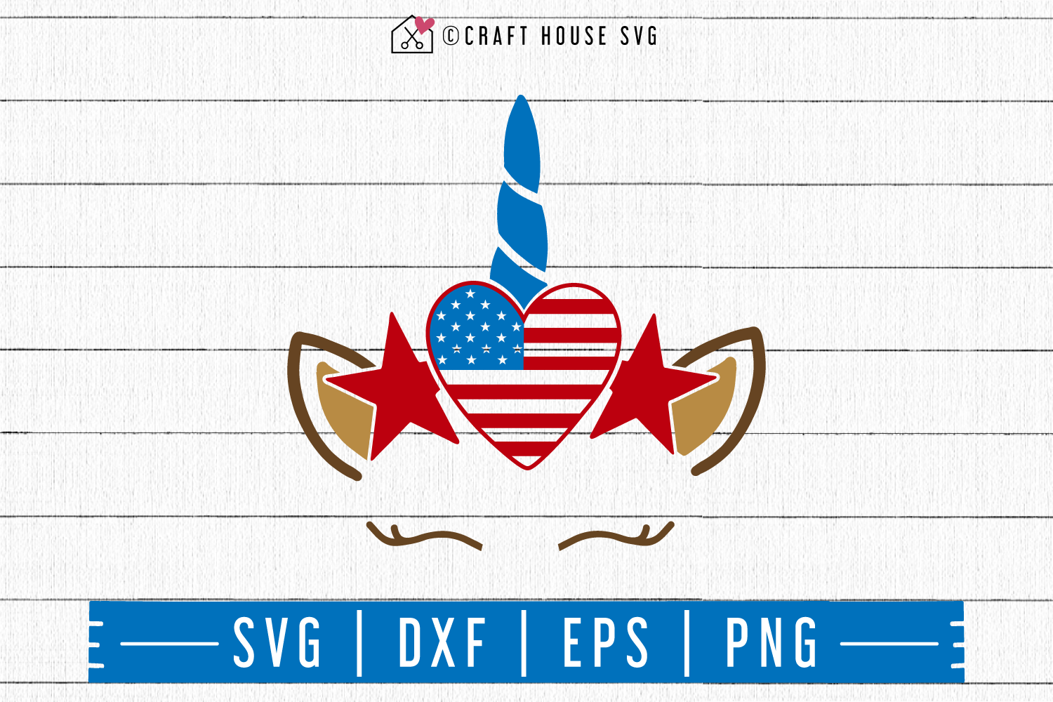 4th of July SVG file | Heart American Flag Unicorn SVG Craft House SVG - SVG files for Cricut and Silhouette