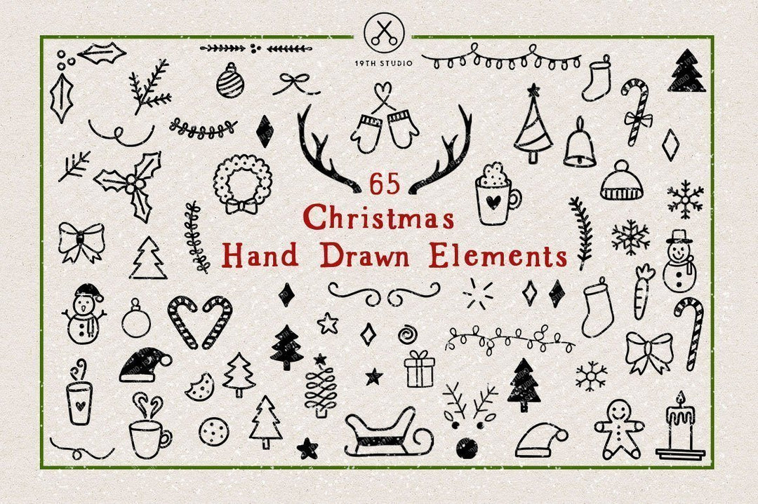 65 Christmas Hand Drawn Elements | VB22 Craft House SVG - SVG files for Cricut and Silhouette