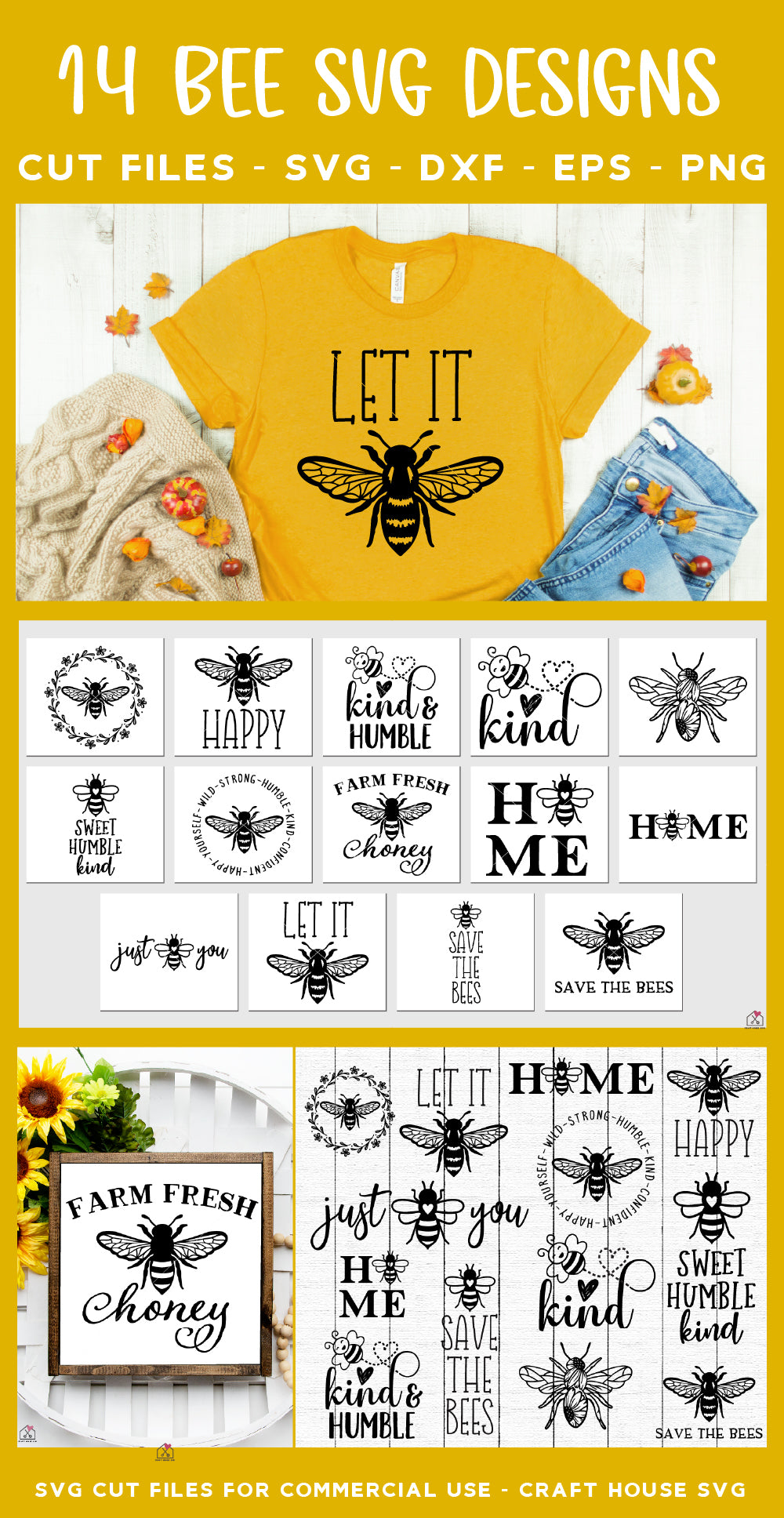 Bee Quotes SVG Bundle, Honey Bumble Bee Cut Files