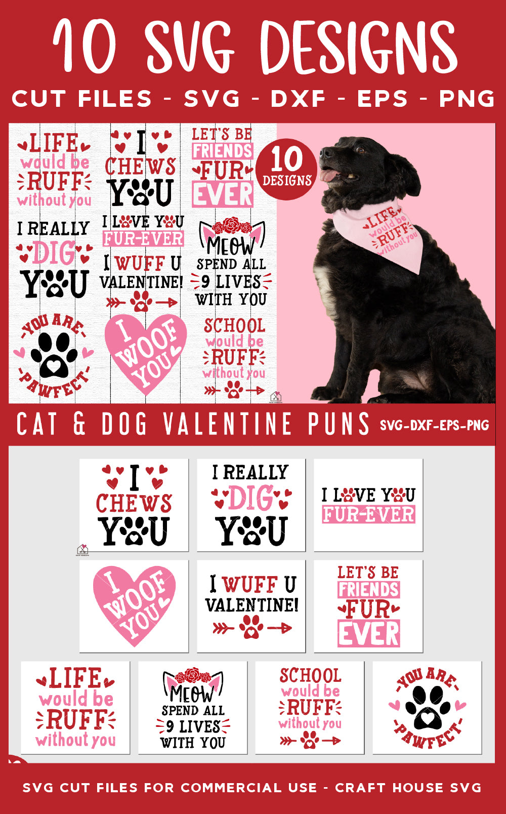 Dog Valentine's Day SVG Bundle - Craft House SVG