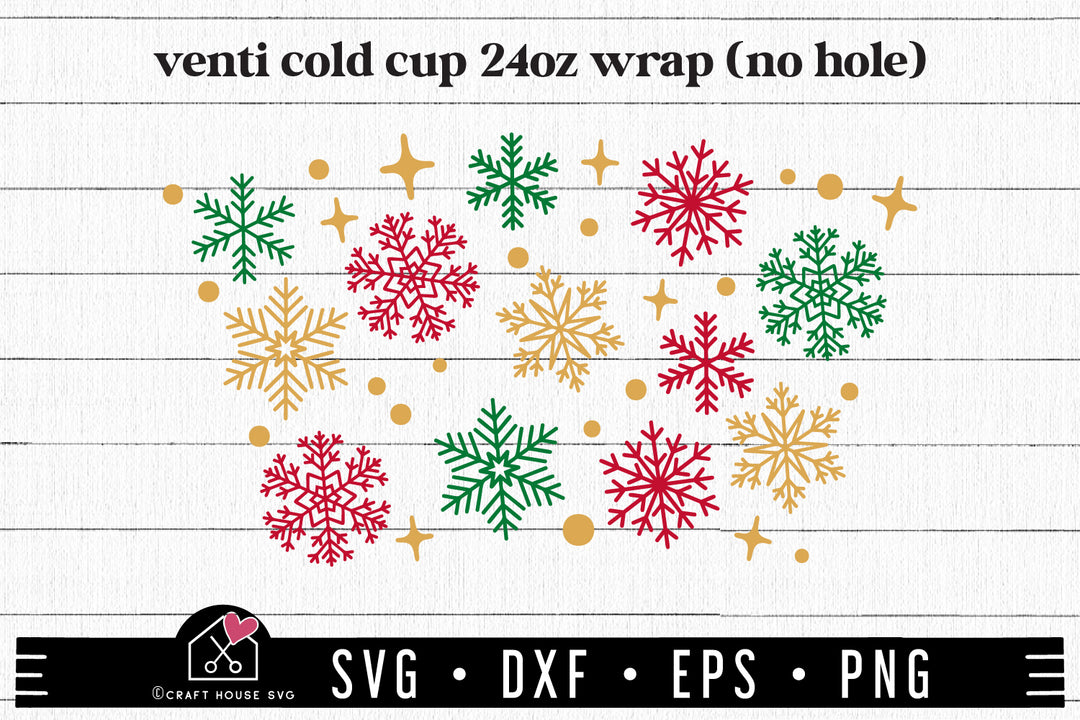 24oz Venti cold cup wrap SVG Christmas cold cup wrap SVG | MF