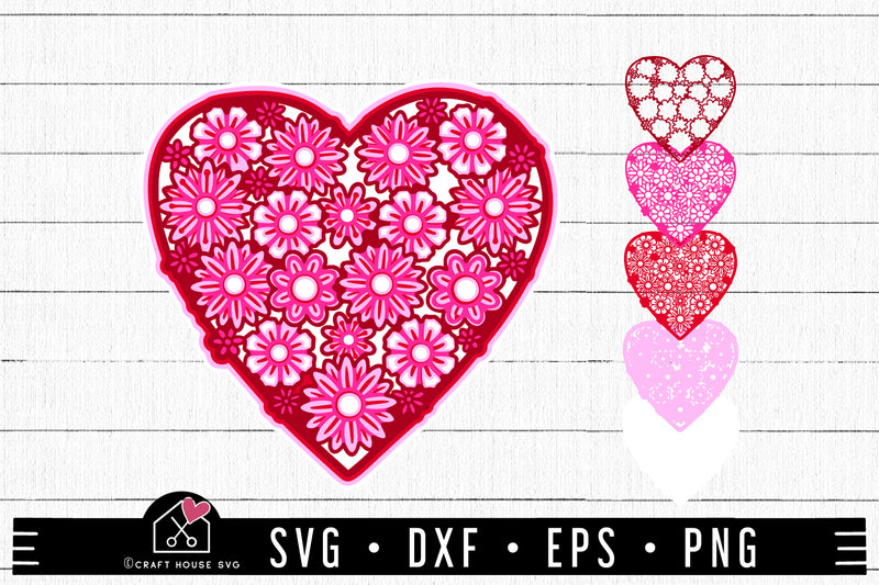 FREE 3D Floral Heart SVG - Valentine SVG - Craft House SVG