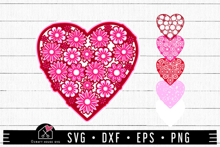 FREE 3D Floral Heart Mandala SVG file | Valentine SVG | FB174 - Craft House SVG