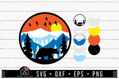 FREE 3D Mountains SVG file | Bear in the mountains 3D SVG | FB179 - Craft House SVG