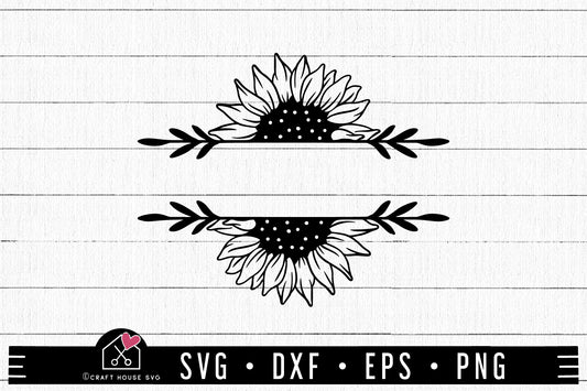 FREE Sunflower Split Monogram SVG | Sunflower SVG | FB193 - Craft House SVG