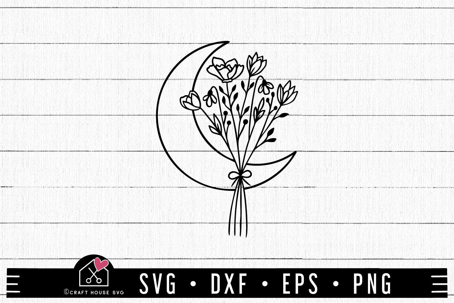 FREE Moon wildflowers SVG | Flowers SVG | FB195 - Craft House SVG