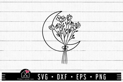 FREE Moon wildflowers SVG | Flowers SVG | FB195 - Craft House SVG