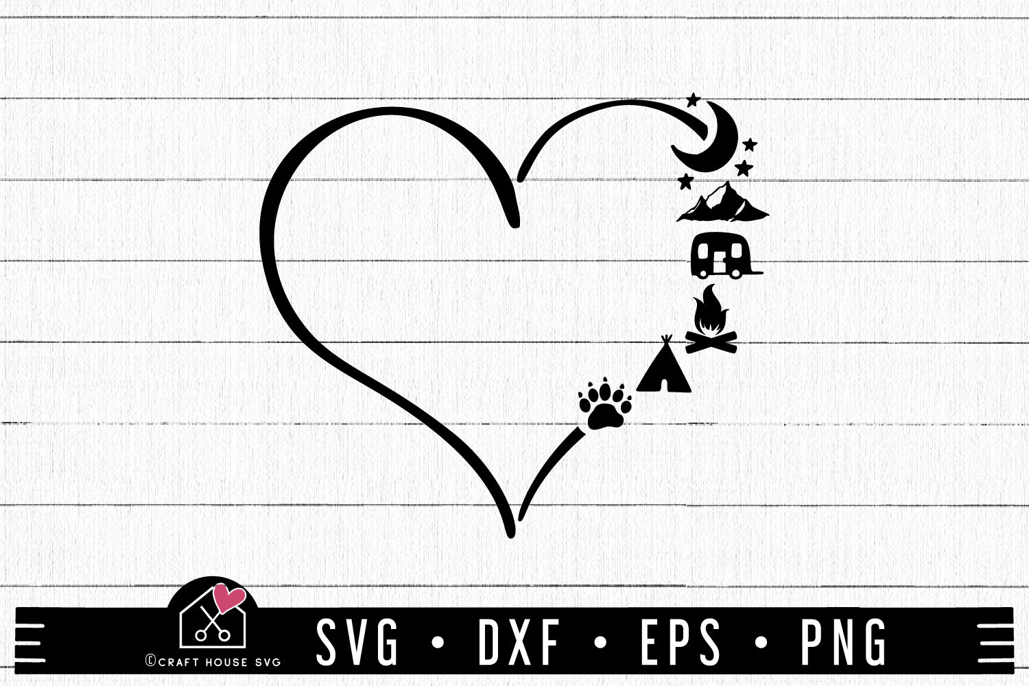 FREE Camping heart SVG | Camping icons heart SVG | FB196 - Craft House SVG