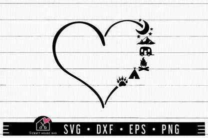 FREE Camping heart SVG | Camping icons heart SVG | FB196 - Craft House SVG