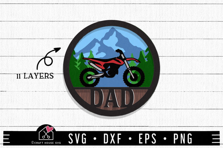 FREE 3D Layered Dirt bike Dad SVG cut file Motorcycle SVG | FB209