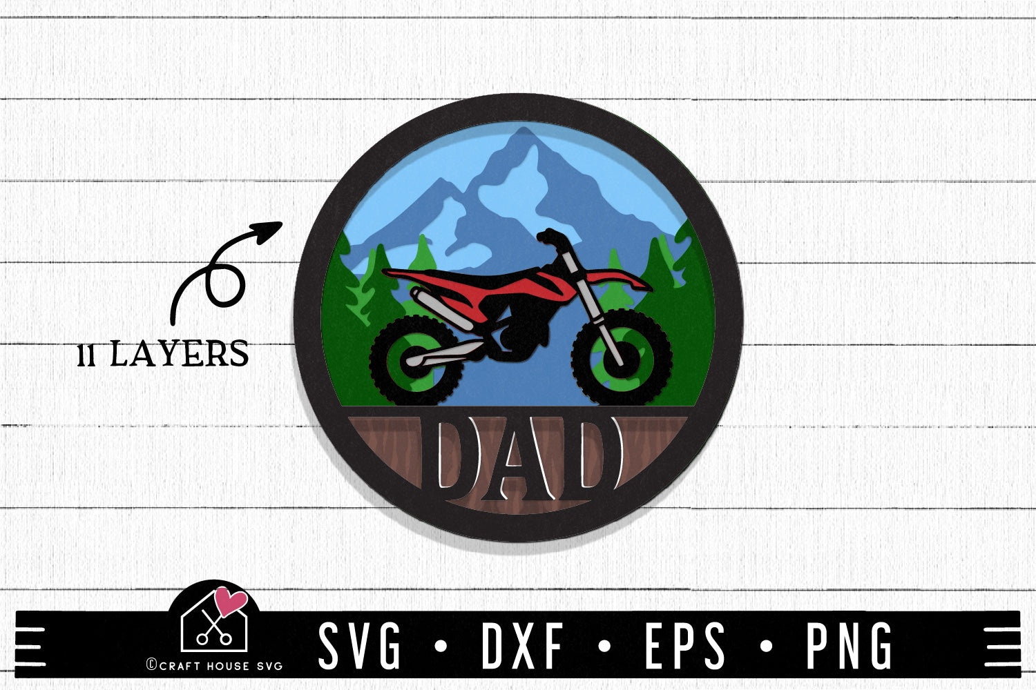 FREE 3D Layered Dirt bike Dad SVG cut file Motorcycle SVG | FB209 - Craft House SVG