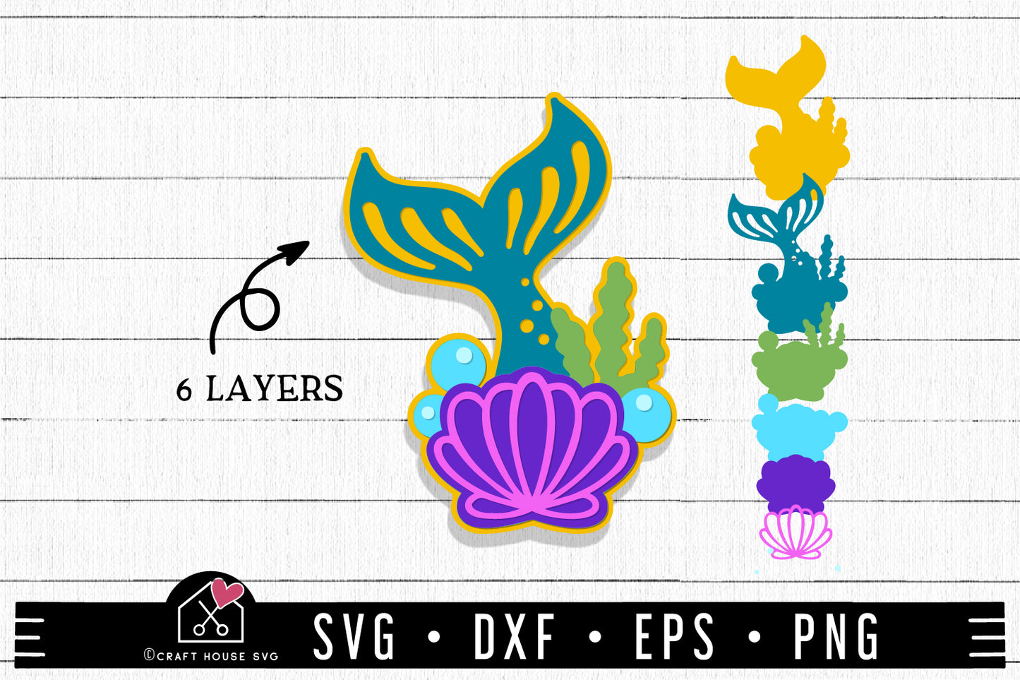 FREE 3D Layered Mermaid Tail SVG cut file | FB211 - Craft House SVG
