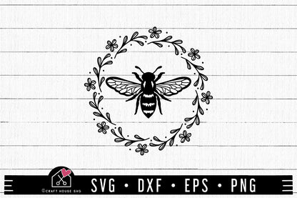 FREE Bee Floral Frame SVG cut file | FB213 - Craft House SVG