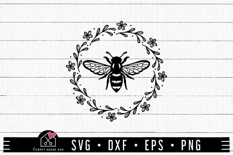 Free Bee Floral Frame Svg Cut File - Craft House Svg