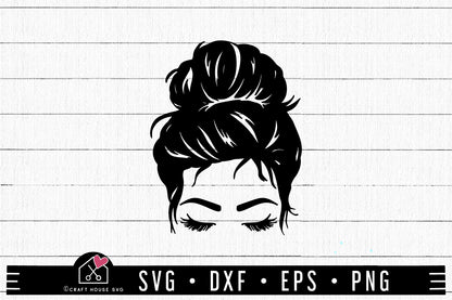 FREE Mom Messy Bun SVG cut file | FB214 - Craft House SVG