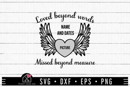 FREE Angel wings SVG Loved beyond words missed beyond measure SVG | FB218 - Craft House SVG