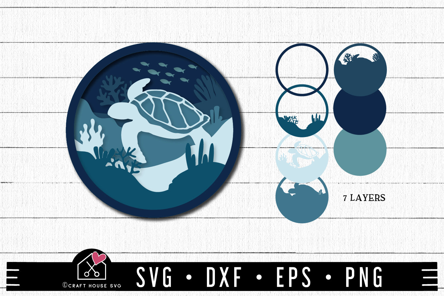 FREE 3D Layered Sea Turtle SVG | FB228 - Craft House SVG