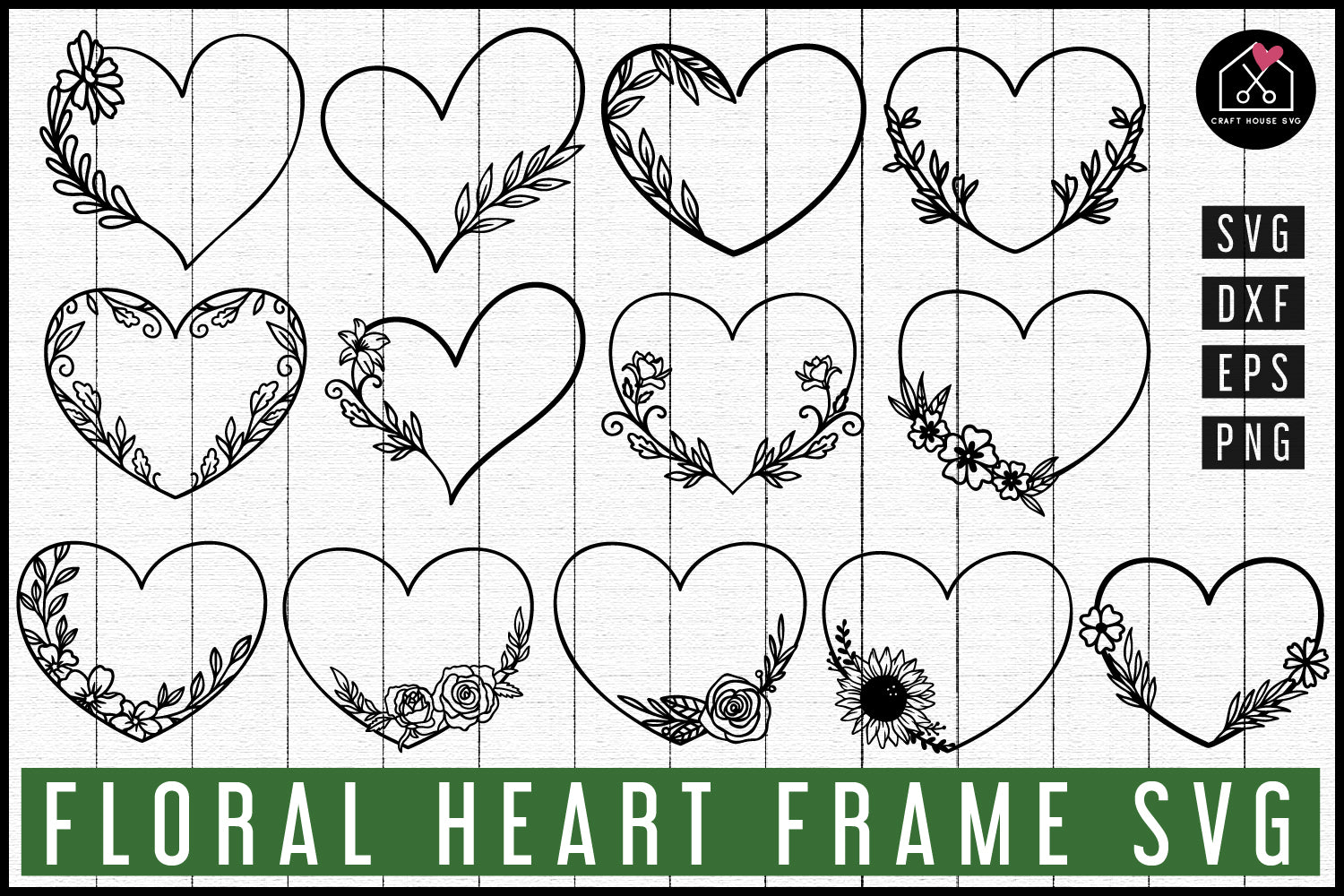 Floral Heart Frame SVG Bundle - Craft House SVG