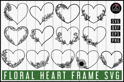 Floral Heart Frame SVG Bundle - Craft House SVG